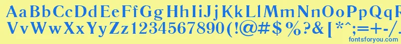 フォントLiteraturnaya107b – 青い文字が黄色の背景にあります。