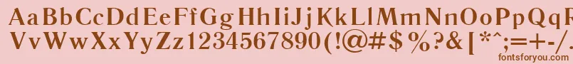フォントLiteraturnaya107b – ピンクの背景に茶色のフォント