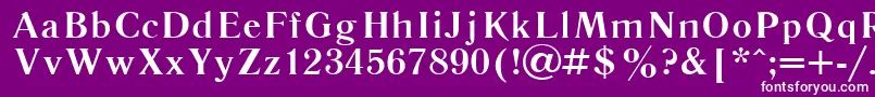 Literaturnaya107b-fontti – valkoiset fontit violetilla taustalla