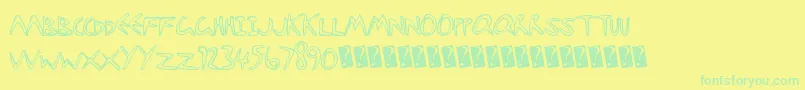 Czcionka Starfishy – zielone czcionki na żółtym tle