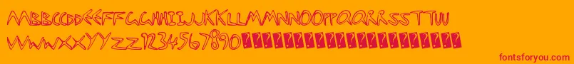 Starfishy-Schriftart – Rote Schriften auf orangefarbenem Hintergrund