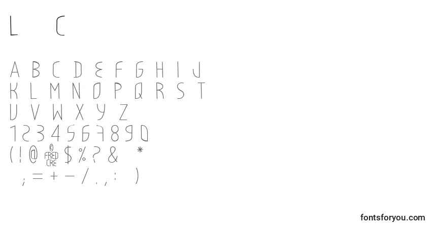Schriftart LightyCre – Alphabet, Zahlen, spezielle Symbole