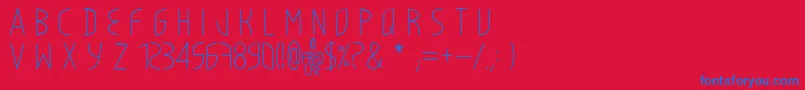 LightyCre-Schriftart – Blaue Schriften auf rotem Hintergrund