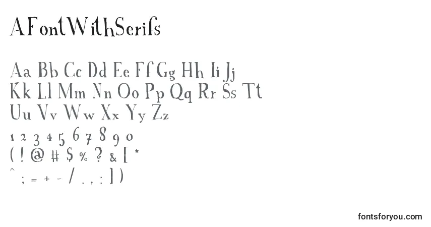 A fonte AFontWithSerifs – alfabeto, números, caracteres especiais