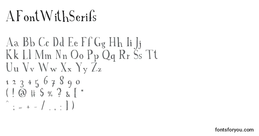 Czcionka AFontWithSerifs – alfabet, cyfry, specjalne znaki