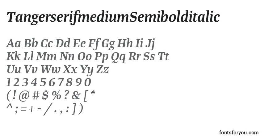 Шрифт TangerserifmediumSemibolditalic – алфавит, цифры, специальные символы