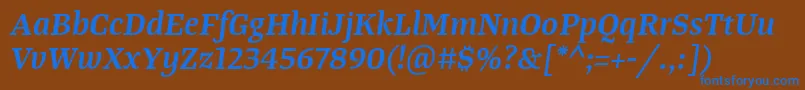 TangerserifmediumSemibolditalic Font – Blue Fonts on Brown Background