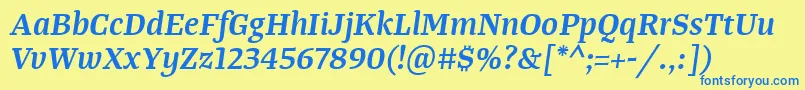 TangerserifmediumSemibolditalic Font – Blue Fonts on Yellow Background