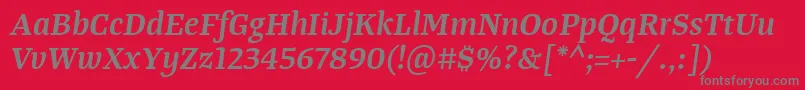 Czcionka TangerserifmediumSemibolditalic – szare czcionki na czerwonym tle