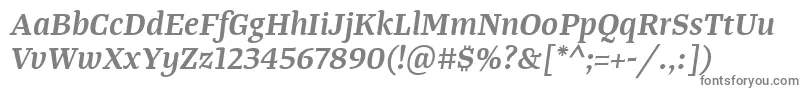 フォントTangerserifmediumSemibolditalic – 白い背景に灰色の文字