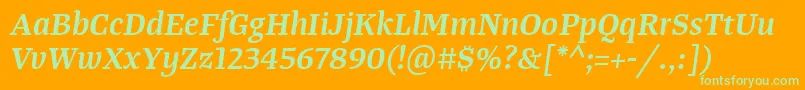 TangerserifmediumSemibolditalic Font – Green Fonts on Orange Background