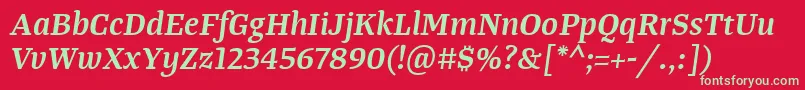 TangerserifmediumSemibolditalic Font – Green Fonts on Red Background