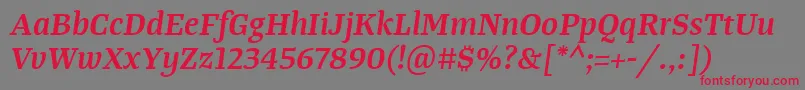 TangerserifmediumSemibolditalic Font – Red Fonts on Gray Background