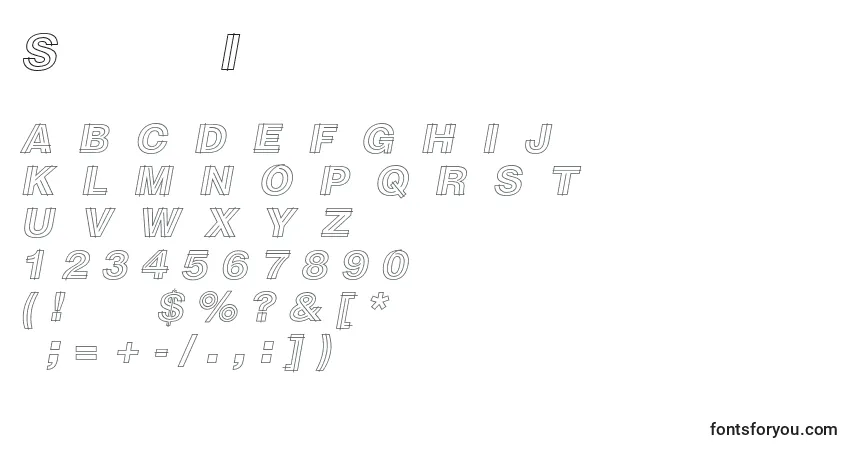 Schriftart SansdecorbcItalic – Alphabet, Zahlen, spezielle Symbole