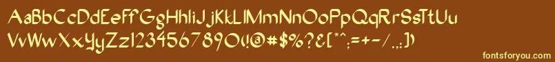 Oak-Schriftart – Gelbe Schriften auf braunem Hintergrund