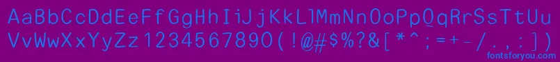 Fonte EscapetypewritersansLight – fontes azuis em um fundo violeta
