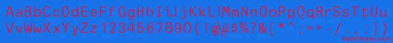 EscapetypewritersansLight-Schriftart – Rote Schriften auf blauem Hintergrund