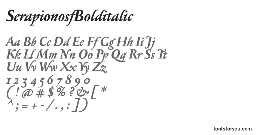 Шрифт SerapionosfBolditalic – алфавит, цифры, специальные символы