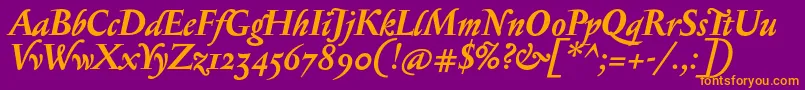 SerapionosfBolditalic-fontti – oranssit fontit violetilla taustalla