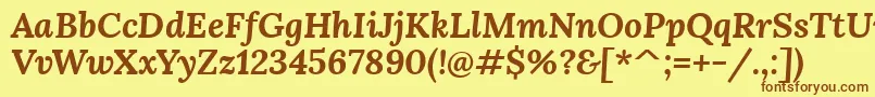 LoraBolditalic-fontti – ruskeat fontit keltaisella taustalla