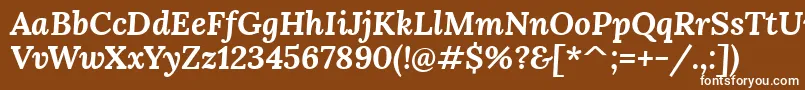 LoraBolditalic-fontti – valkoiset fontit ruskealla taustalla