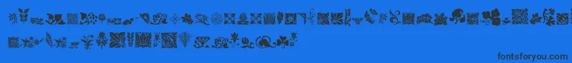 RoughFlowers Font – Black Fonts on Blue Background