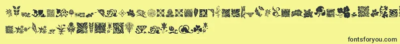 RoughFlowers Font – Black Fonts on Yellow Background