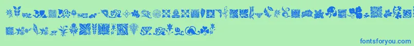 RoughFlowers Font – Blue Fonts on Green Background