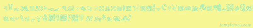 RoughFlowers Font – Green Fonts on Yellow Background