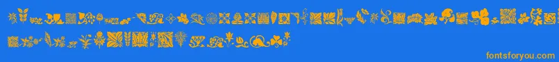 Saiba mais sobre a fonte RoughFlowers Fonte RoughFlowers – fontes laranjas em um fundo azul