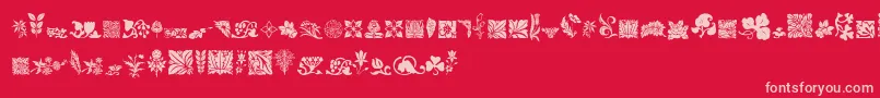 RoughFlowers-Schriftart – Rosa Schriften auf rotem Hintergrund