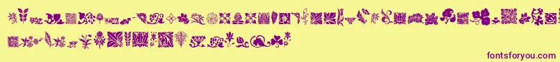 RoughFlowers Font – Purple Fonts on Yellow Background