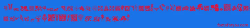 RoughFlowers Font – Red Fonts on Blue Background