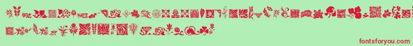 RoughFlowers-Schriftart – Rote Schriften auf grünem Hintergrund