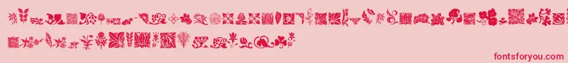 RoughFlowers Font – Red Fonts on Pink Background