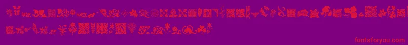 RoughFlowers Font – Red Fonts on Purple Background