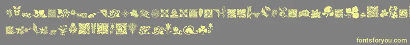 フォントRoughFlowers – 黄色のフォント、灰色の背景