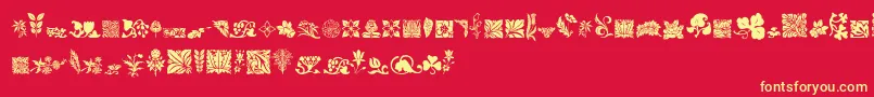 RoughFlowers Font – Yellow Fonts on Red Background