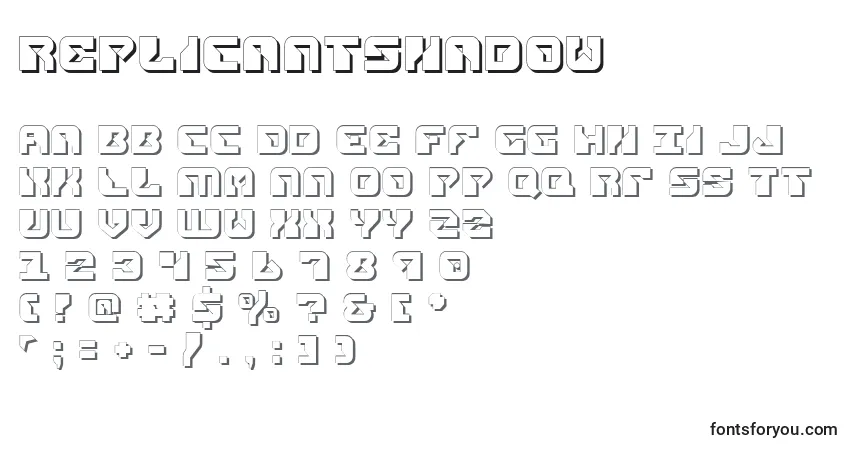 Czcionka ReplicantShadow – alfabet, cyfry, specjalne znaki