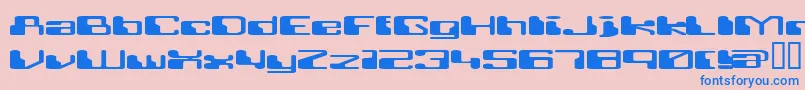 Retroheavyfuture-Schriftart – Blaue Schriften auf rosa Hintergrund