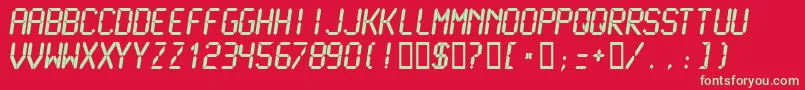 Lcdmb-Schriftart – Grüne Schriften auf rotem Hintergrund