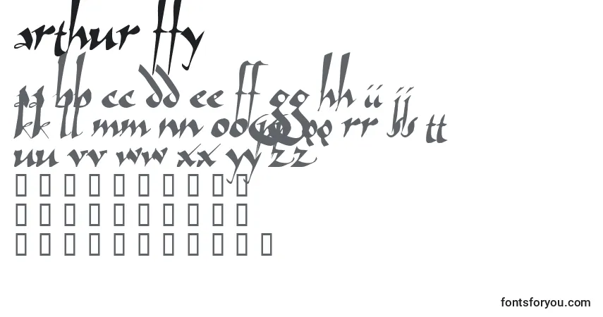 Schriftart Arthur ffy – Alphabet, Zahlen, spezielle Symbole