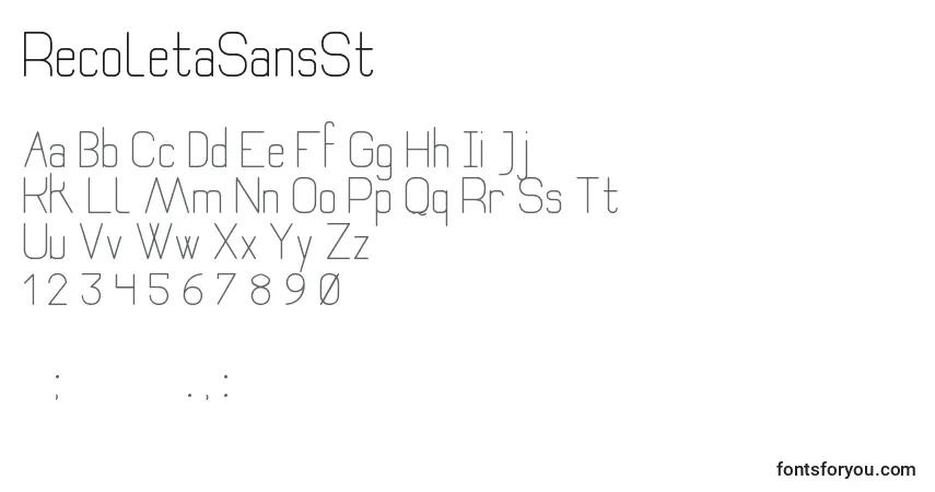 Шрифт RecoletaSansSt – алфавит, цифры, специальные символы