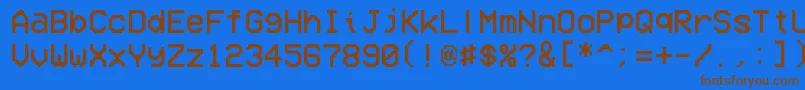 VcrOsdMono-Schriftart – Braune Schriften auf blauem Hintergrund