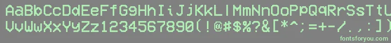 VcrOsdMono-Schriftart – Grüne Schriften auf grauem Hintergrund