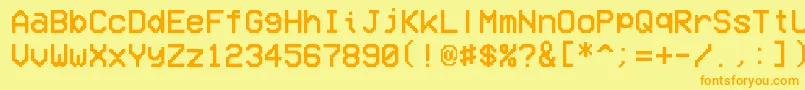 フォントVcrOsdMono – オレンジの文字が黄色の背景にあります。