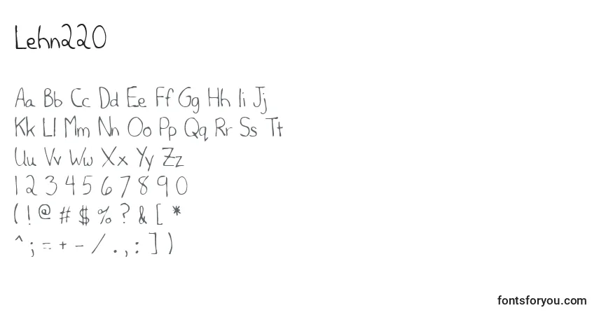 A fonte Lehn220 – alfabeto, números, caracteres especiais
