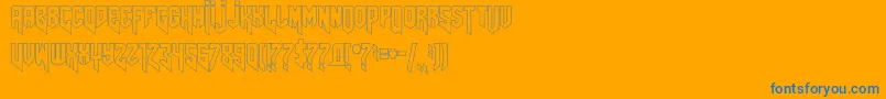 フォントAmazdoomrightoutline – オレンジの背景に青い文字