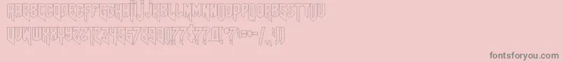 Amazdoomrightoutline-Schriftart – Graue Schriften auf rosa Hintergrund