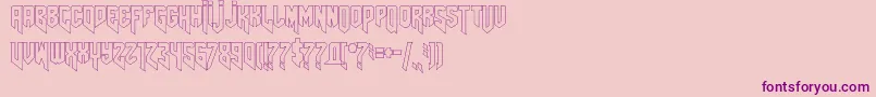 フォントAmazdoomrightoutline – ピンクの背景に紫のフォント